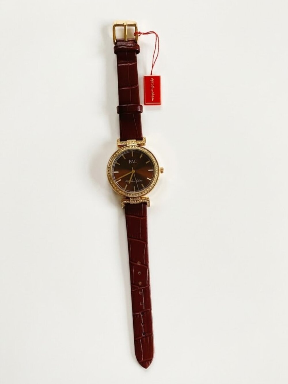 Fifth Avenue Collection Opulent Time Watch NWT Brown Leather Crystal S-3301